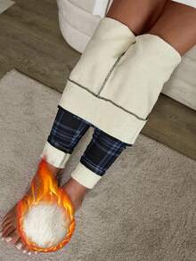 Customized Elegant Warm Leggings, High Waist Stretchy Fashion Slim Fit Base Layer Pants For Women, Winter - Navy Blue - View 6