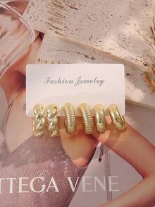 6-18件几何纹理光圈水滴金色时尚优雅波西米亚耳环，适合节日赠送给家人和朋友（纸卡包装）