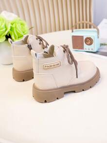 1 Pair Fashionable & Versatile Baby Boots For Autumn/Winter, Lace-Up Design For Flexible Adjustment, Snug Fit To Child's Foot Shape, Heel Pull Tab For Easy On/Off, Promotes Self-Care Ability