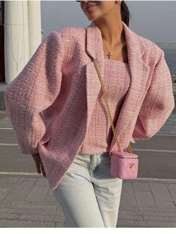 Women's Fashionable Short High-End Elegant Elegant Cardigan Jacket, Suitable For Daily Wear, Back To School Season, Thanksgiving