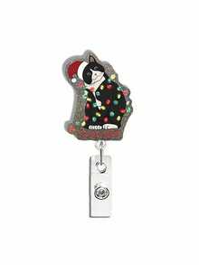 1 Stylish And Cute Santa Claus Collection Decorative Glitter Acrylic Snap Lanyard Clip - Glitter Acrylic Snap Lanyard Clip For Nurses, Friends And Family, Ideal For Parties And Holiday Gifts (Multi-Color)