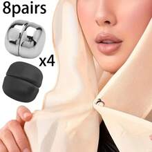 2个/4个/8个/10个装 时尚磁性丝巾夹和别针 - 耐用易用的磁性扣,适用于女士丝巾、披肩和帽子,四季皆宜,经典哑光表面,强力合金磁铁,可牢固固定丝巾和衣物,无钩设计,优雅风格,锌合金材质,适合服装搭配 - 黑與白 - 查看 14