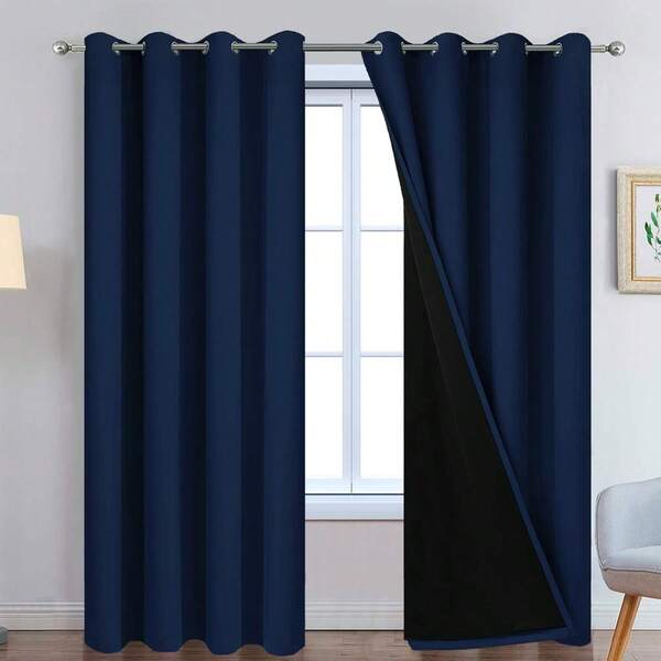 2pcs Of Curtains With Layered Insulated Lining, Suitable For Living Rooms, Bedrooms, And Bathrooms. Ideal For Home Decoration And Room Decoration. These Blackout Curtains Can Also Be Used For Christmas And Halloween Decorations,Room Decor
