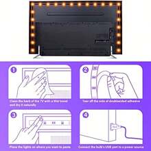 1 pieza Tira de luz LED RGB de 1 metro con controlador mini, crea efectos multicolor, compatible con portátiles y varios dispositivos electrónicos, adecuado para dormitorio, fiesta, decoración del hogar, iluminación trasera de TV, decoración navideña y festiva - Botón 3 - Ver 7