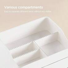 Makeup Organizer Vanity With 2 Drawers, Large Bathroom Countertop Cosmetics Organizer Skin Care Storage, Easy To Store Lipsticks, Nail Polishes, Perfumes, Eyeshadow Palettes, All White - 最初的 - 查看 4
