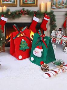 حقيبة من الشعر الاصطناعي للكريسماس، صندوق/حقيبة تفاح عيد الميلاد، حقيبة هدايا، حقيبة هدايا ديكور الحلوى