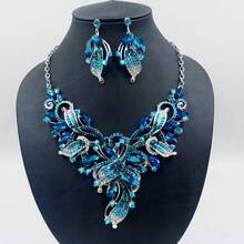 3PC Exaggerated Oil Painting Necklace Earrings Set Dress Bride Banquet Accessories Set - 04-1819 Red - View 3