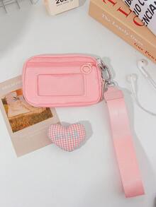 1个格子零钱包，女士钱包，卡包，拉链袋，短款钱包，小钱包，钥匙扣，手拿包，腕包，口红耳机包，便携式草莓卡包，钱包，樱桃腕包便携卡套，日常购物 - 彩色 - 查看 16