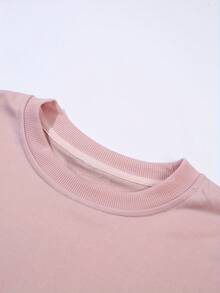 2025[Bright Pink Book Lover Sweatshirt] Soft Stretch Polyester Bright Pink "Just ONE MORE CHAPTER" Book Lover Graphic Crew Neck Sweatshirt| Casual Regular Length Pullover For Women, Autumn/Winter Casual Attire, Cozy Autumn Apparel, Playful Print, Durable FabricSoft And Breathable - 粉紅色 - 查看 3