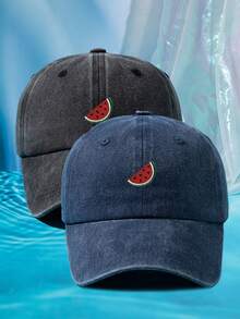 1 件男女通用西瓜刺绣可调节尺寸柔软透气休闲运动棒球帽，户外时尚复古帽子，适合日常佩戴，四季皆宜 - A - 查看 22