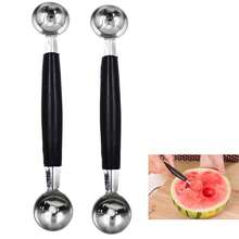 1 件/2 件双面水果瓜球勺，2 合 1 不锈钢瓜球器，适用于西瓜哈密瓜冰淇淋，不锈钢双头水果冰淇淋球勺，DIY 水果拼盘球工具勺，适用于西瓜/冰