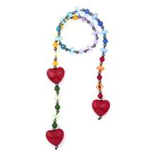 Y2K Style Big Red Heart Beaded Keychain, Dopamine Inspired Resin Keyring Pendant, Pink & Blue Crystal Gemstone Charm For Backpack, Handbag, Car Keys, Suitable As Surprise Gift For Friends, Family, Girlfriend, Valentine's Day - Fiery Red - View 7