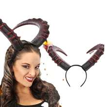 1 pieza Diadema con cuernos de diablo para fiesta de Halloween, baile, carnaval, disfraces, regalos festivos, diadema, aro para el cabello, accesorio de belleza