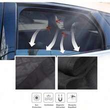 Easypie Selection 4片/2片装磁吸式汽车遮阳帘，非自动伸缩，车内遮阳板遮阳帘，前侧帘式遮阳网布，磁吸式汽车遮阳板 - 涤纶网布侧窗遮阳帘，带紫外线隐私遮光功能，汽车最佳选择 - 黑色 - 查看 9