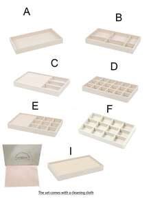 7 pièces Plateau de bijoux en velours beige - avec doublure intérieure douce - Plateau d'affichage rectangulaire multicouche, Présentoir de rangement de bijoux empilable en velours de couleur beige, Plateau de bijoux en matériau velours, Boîte de rangement de bureau rectangulaire à plusieurs compartiments, Empilable, Boîte de rangement de type tiroir pour boucles d'oreilles, bagues, colliers, bracelets et épingles