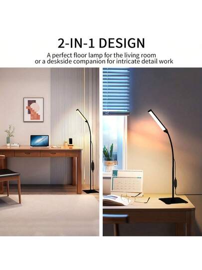 1pc LED Adjustable Bracket Vloer Lamp, Gooseneck Tafel Lamp Living Room, Portable Detachable USB Dimmable Reading Eye Ambient Study Bedroom view 6