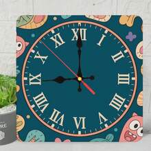 Custom Laser Engraved Wooden Wall Clock - Silent Non-Ticking Roman Numerals, 10x10 Inch Square Office Decor