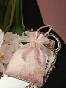 5pcs Elegant Wedding Favor Bags - Luxury Floral Drawstring Gift Bags, Suitable For Candy, Bridal Party Favors, Guest Appreciation Gifts - Multicolor - View 6