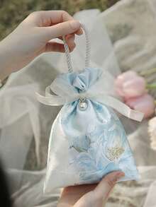 5pcs Elegant Wedding Favor Bags - Luxury Floral Drawstring Gift Bags, Suitable For Candy, Bridal Party Favors, Guest Appreciation Gifts - Multicolor - View 11