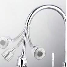 1 Stück 2-stufiger Küchenarmatur Verlängerung, universell drehbar, spritzwassergeschützt aus Edelstahl, Druckwasserdüse, Duschkopffilter