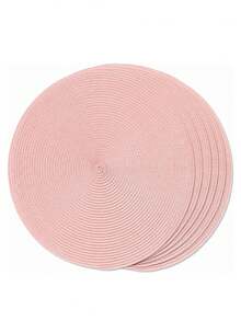 6pcs 15 Inch Round Woven PP Placemats, Multi-Color Optional, Washable, Non-Slip And Heat-Insulating Table Mats, Suitable For Home Table Decoration And Holiday Parties