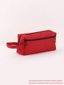 1 pieza Estuche de lápices de lona de unicolor personalizado con bordado multifuncional, estuche de lápices personalizado con texto personalizado - gran capacidad, bolsa de almacenamiento - perfecto para útiles escolares, esenciales de oficina, multifuncional