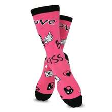 Valentine's Day Crew Socks For Women 3-Pair Pack - Love Heart Pattern - Comfortable Cotton- Women's 9-11 & Men's 10-13 - 如圖688 - 查看 3