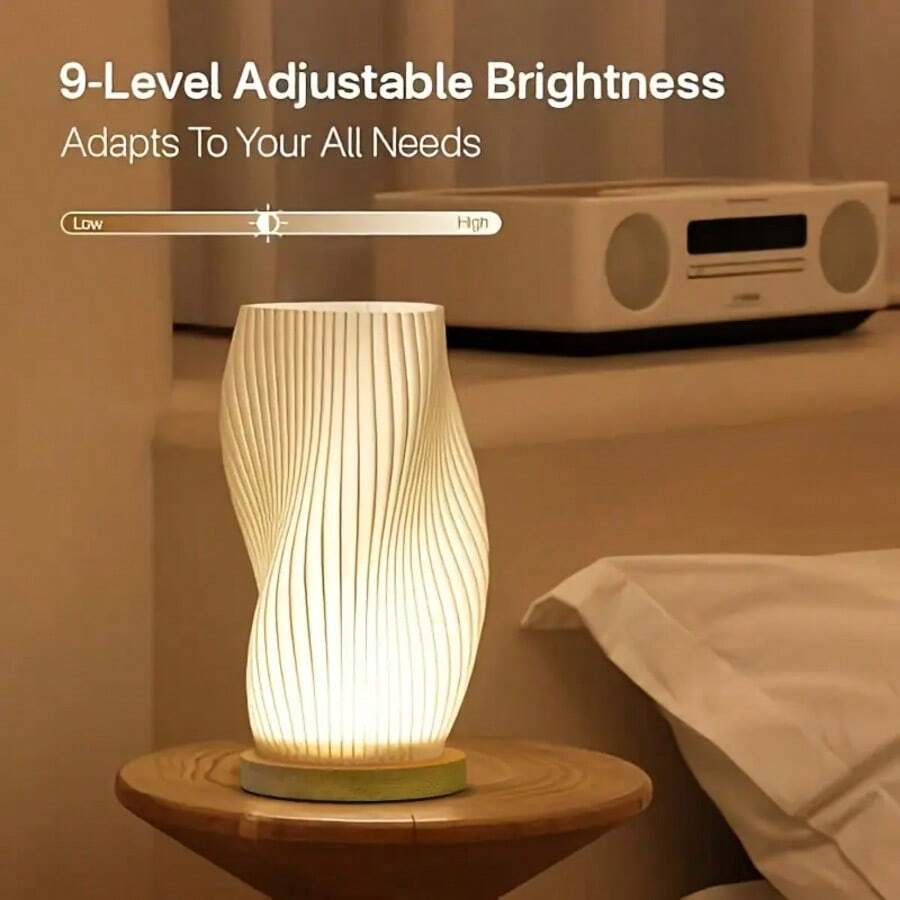 1pc Bedside Lamp With Wooden Base - Button Control Bedroom Table Lamp, Suitable For Living Room, Bedroom, Dorm, Office, Dimmable Nightstand Light