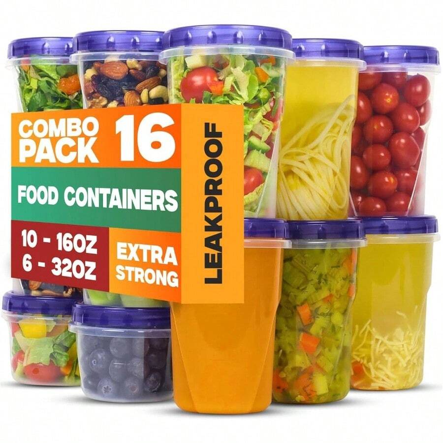 Plastic Food Soup Containers With Twist Top Lids - 32 Oz - 6 Pack ...