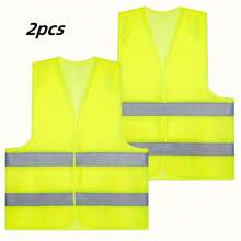 4pcs Unisex Durable Cotton Blend Reflective Vest, Suitable For Construction Sites And Outdoor Activities To Increase Visibility - Fluorescent Green - View 18