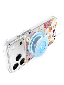 Phone Case For IPhone 17 Pro Max 17 Air Wireless Charging Magnetic Attraction With Floral Patterns Soft Shell - 無色 - 查看 5
