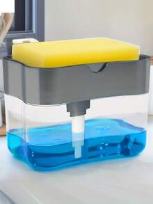1pc Kitchen Soap Dispenser And 5pcs Sponge Holder, Soap Pump Dispenser With Sponge Rack, Plastic Dishwashing Liquid Squeezer Container, Kitchen Detergent Dispenser, Sink Accessories, Efficient Cleaning Tool Kitchen Items Kitchen Accessories Kitchen Tools