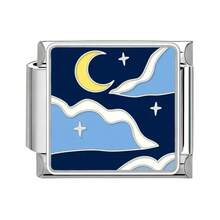 1/5/10/20/30/50pcs Stainless Steel Modular Bracelet Components, Romantic Starry Night Sky Series, DIY Detachable Bracelet Spring Cube