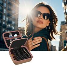 ALKOO Quay 偏光时尚眼镜男女通用旅行时尚眼镜盒，时尚眼镜收纳盒（仅含盒子） - 咖啡棕 - 查看 7