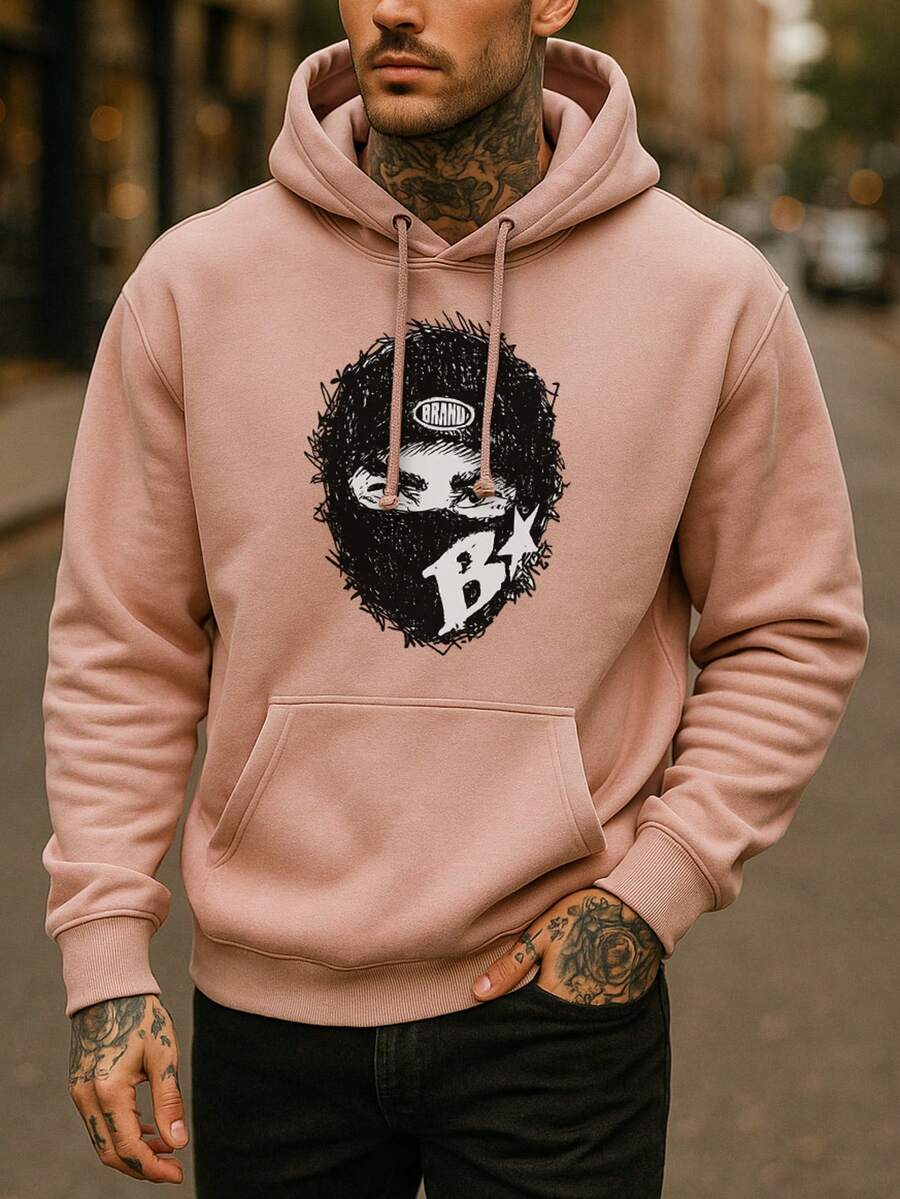 Men's Streetwear, Personalized Design Custom Hoodies.Pink - 粉色 - 查看 1
