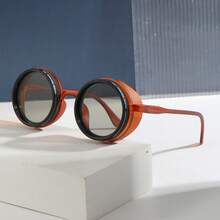 1件男女通用复古朋克风个性街头时尚单品，适合驾驶、钓鱼、日常休闲穿着，锌合金镜框 - 彩色 - 查看 3