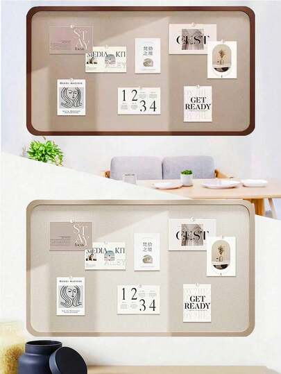 1 件深驼色/米色毛毡框架公告板，可重复使用毛毡墙板背景展示墙毛毡板组合相框