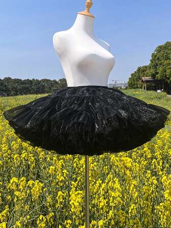 Falda de tul con forro blanco de 35 cm, de 2 capas y 4 capas, de moda para boda, fiesta, sesión de fotos estilo Lolita