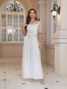 Luxury Crystal Evening Robe Couture Perfection For Wedding Party Dress - White - View 1