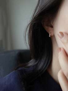 GAGAFEEL 1pair Mini And Minimalist S925 Sterling Silver Gradient Three Zirconia Stud Earring For Daily Wear For Girlfriends Gift