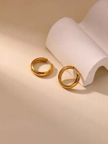 1 Pair Cute Hoop Earrings For Women Stainless Steel Gold Color Piercing Earring 2025 New Fashion Wedding Couple Party Jewelry Gift