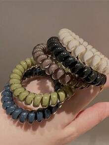 Fashionable New Jelly Color Cute Spiral Hair Ties, Popular Women Ponytail Elastic Hair Accessories ,Ponytail Holders ,Hair Elastics ,Hair Rubber Bands ,Scrunchies ,Hair Rope