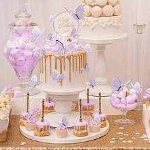 40/80pcs Butterfly Cake Decorations, 3D Butterfly Paper Cupcake Toppers, Birthday Anniversary Party Decorations For Women, Pink & Purple Butterfly Wall Stickers Backdrop, Suitable For Wedding, Party, Birthday, Anniversary, Theme Party, Decor, Home, Cake Decorations, Durable & Multipurpose, Great For Wedding Decor, Centerpiece - Multicolor - View 3