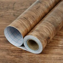 1 rolo de papel de parede autoadesivo com textura de madeira, à prova d'água, resistente a óleo, removível, para decoração de sala de estar, quarto, cozinha, papel de parede para mesa, porta de armário, película de cobertura para renovação, faça você mesmo, fácil instalação, adesivo de parede 17,7 pol. x 39,3 pol./118,1 pol./196,8 pol. - Ferrugem Marrom - Ver 5