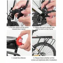 ROCKBROS Bicycle Luggage Rack Aluminum Alloy Adjustable For 26-29 Inch Rear Bicycle Seat Post Luggage Rack With Quick Release And Reflector For Universal Road Bikes Mountain Bikes