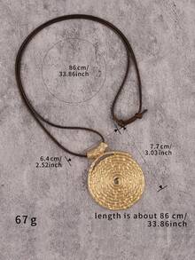 1pc Minimalist Spiral Disc Alloy Pendant Necklace, High-End Unique Personalized Unisex Couple Necklace