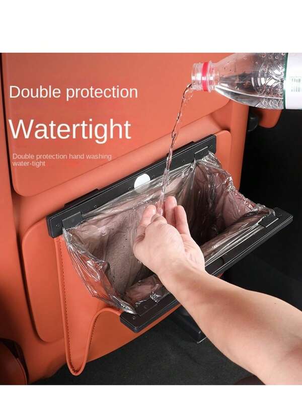 [Magnetic Car Trash Can] 1pc Magnetic PU Leather Car Trash Can - Large Space Rear Seat Garbage Bin With Multi-Functional Compartments, Easy To Fix Design, Free Trash Bag Included, Sleek Black Exterior