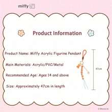 1pc Cute Miffy Charm Keychain, Adorable Cartoon Figure Hanging Ornament, Colorful Beaded Letter Decor With Miffy Figurines, Birthday Christmas Jewelry Gifts For Girls - Pink - View 3