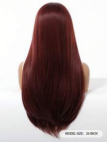 Peruci elegante și respirabile, de culoare vișinie, cu breton - păr sintetic lung, drept, rezistent la căldură - perfecte pentru festivaluri, petreceri și cadouri, festivaluri, Halloween, accesorii pentru peruci