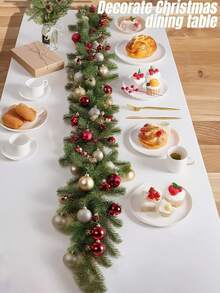 1/2/3pcs 180cm/5.9ft Artificial Pine Garland, Plastic Green Christmas Wreath, For Christmas Party, Wedding, Home Decoration, Winter Table Centerpieces, Window And Stair Hanging Vine Decorations